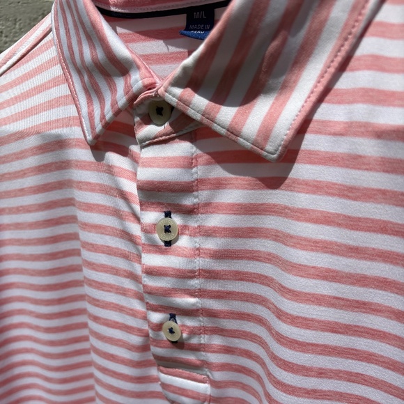 Stitch Damon Polo short sleeve golf shirt pink white stripe M/L - Picture 4 of 15